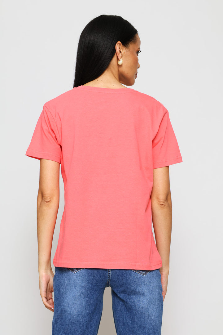 Paradise Parrot Foil Tee - Coral Pink