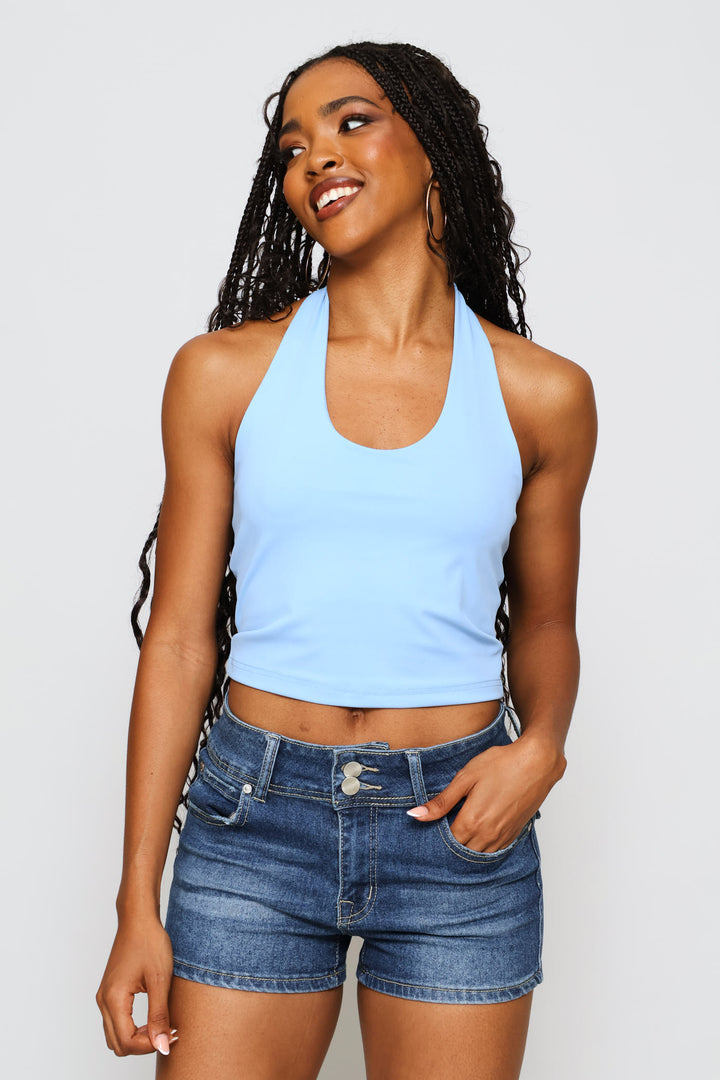 Skin Tight Halter Top - Blue