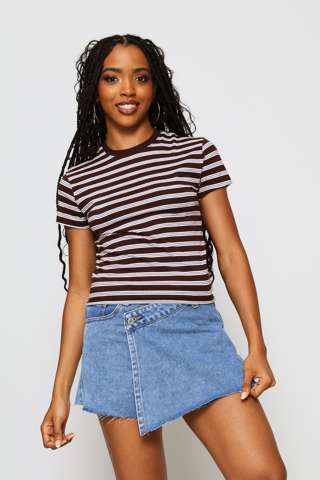 Cross Over Denim Skort - Salty Mid Wash