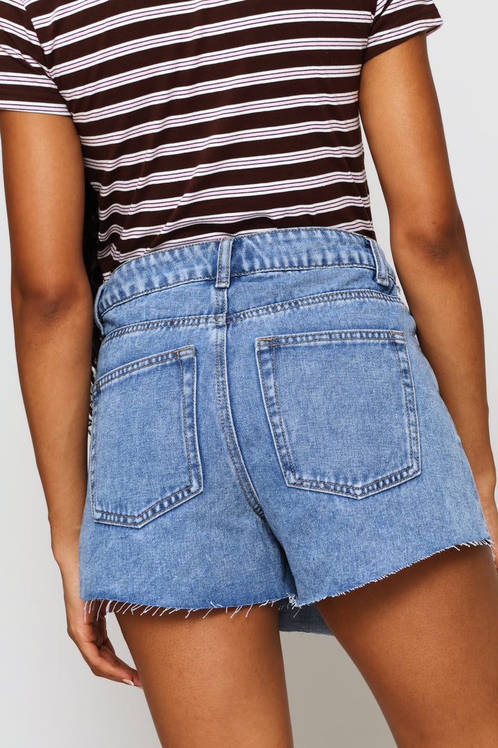 Cross Over Denim Skort - Salty Mid Wash