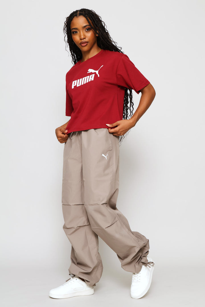 Essential Cropped No. 1 Logo Relaxed Tee - Maroon