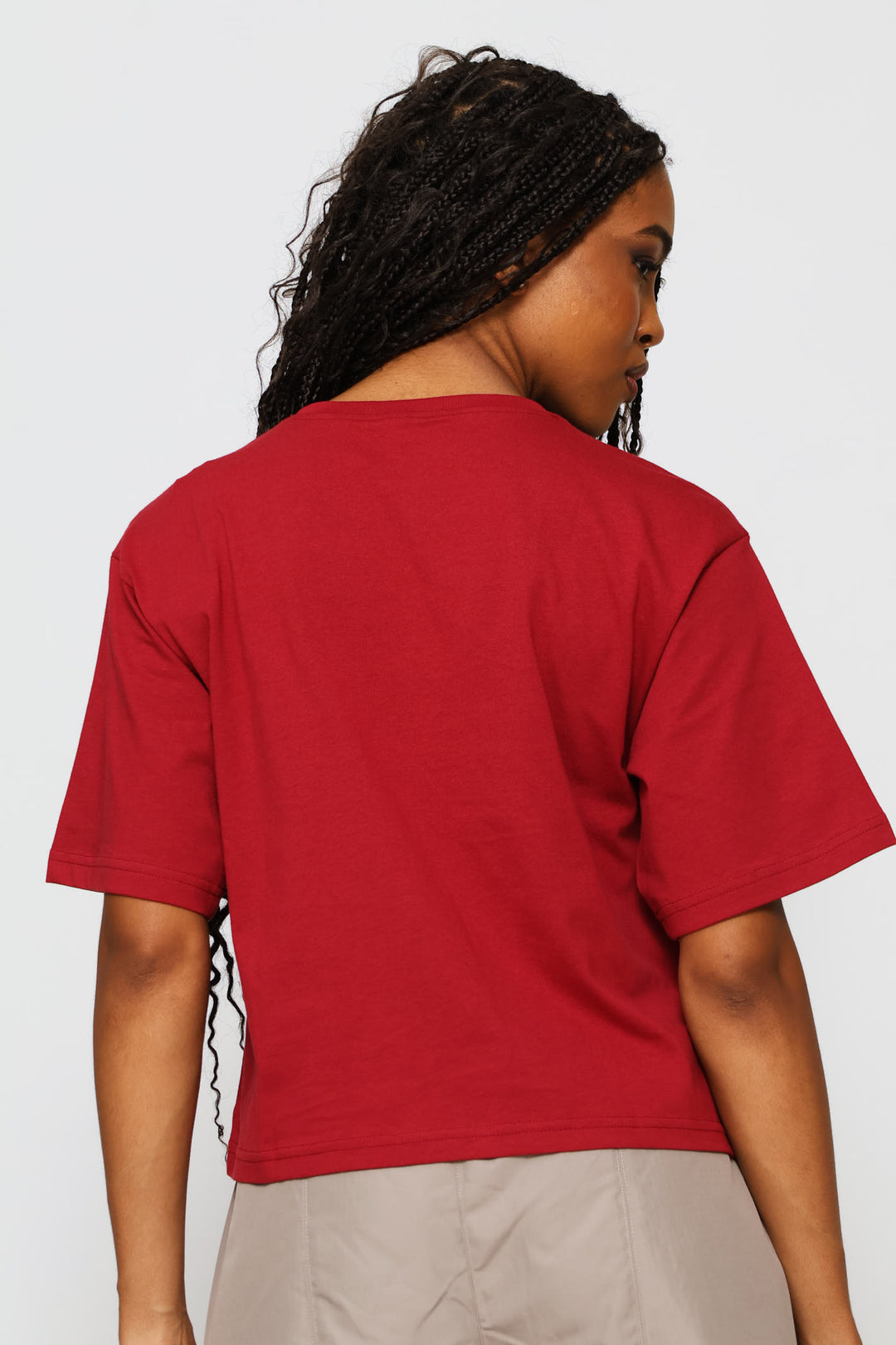 Essential Cropped No. 1 Logo Relaxed Tee - Maroon