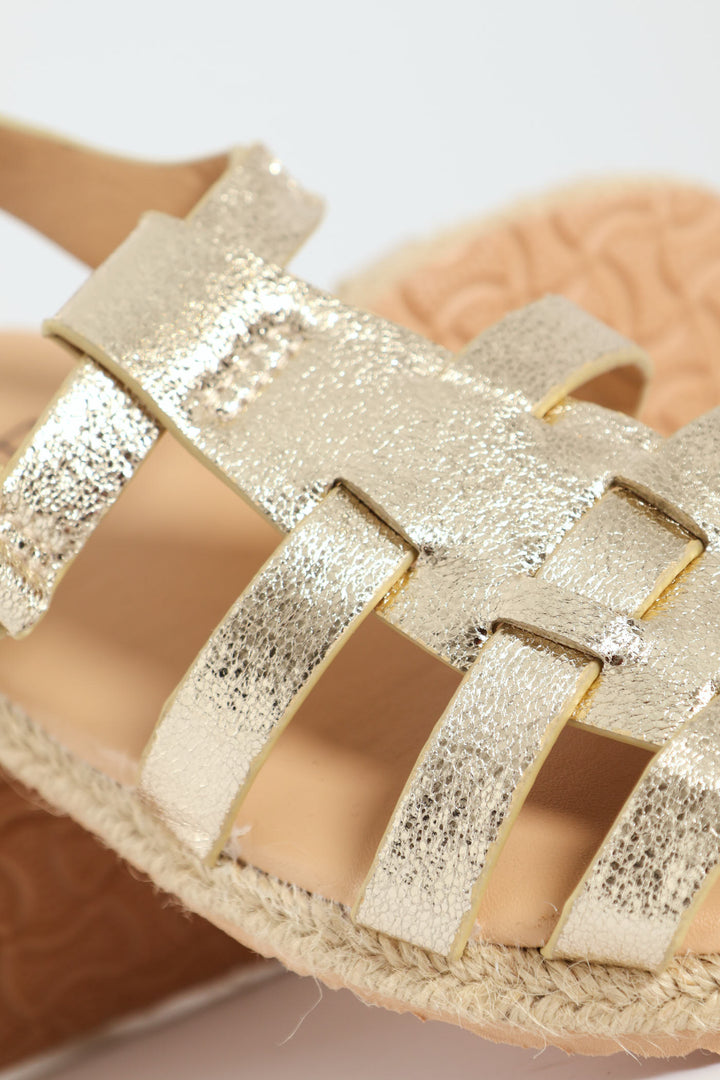 Pre-Girls Caged Espadrille Sandal - Gold