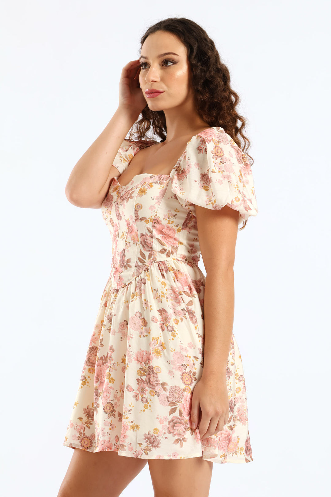 Short Sleeve Babydoll Mini Dress - Ivory