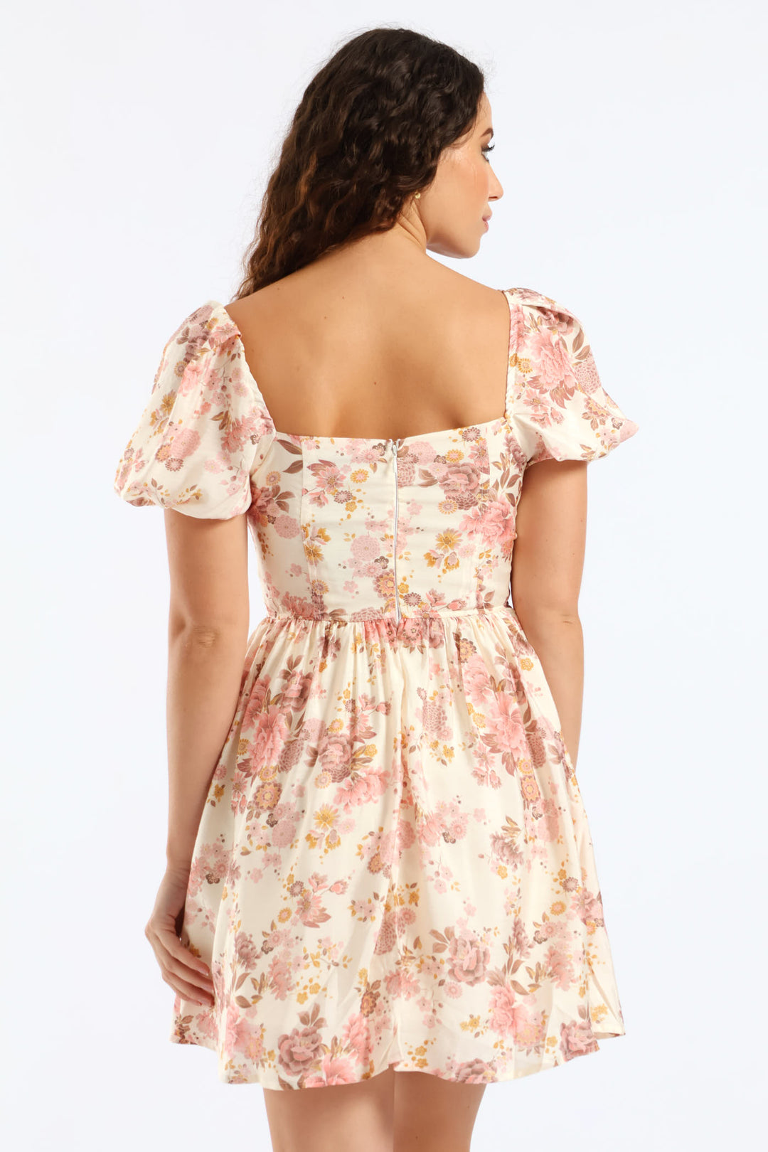 Short Sleeve Babydoll Mini Dress - Ivory