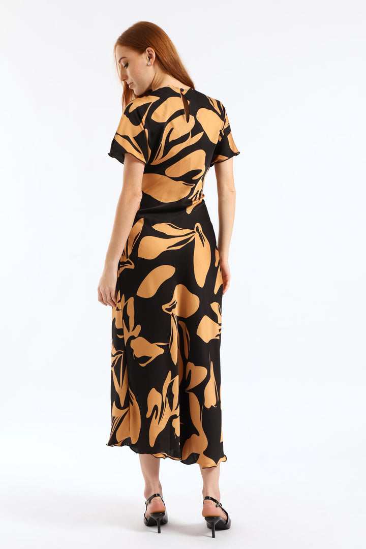 Satin Bias Cut Maxi Dress - Taupe