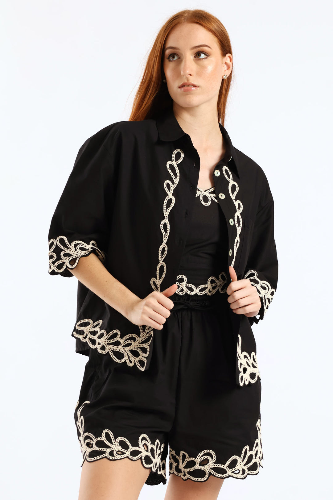 Bead Detail Cornelli Tank - Black