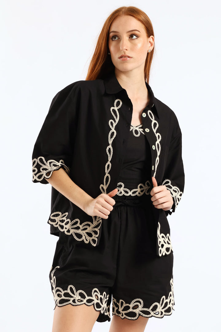 Bead Detail Cornelli Tank - Black