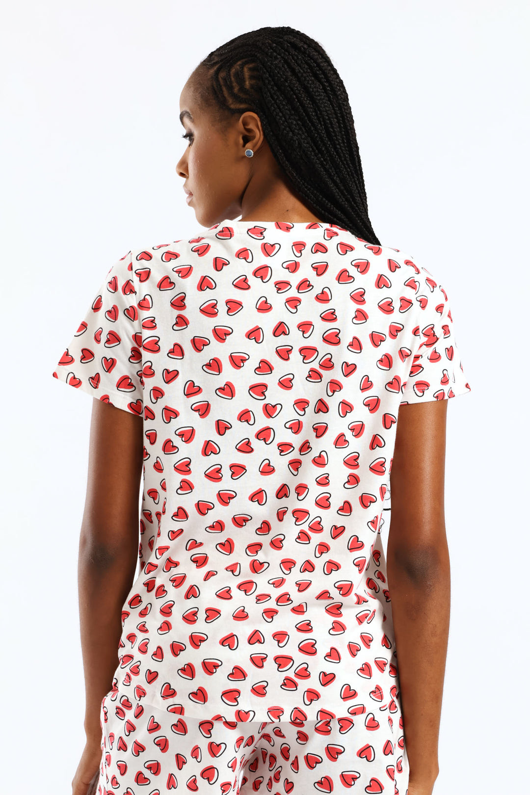 Knit Hearts Top - White/Red