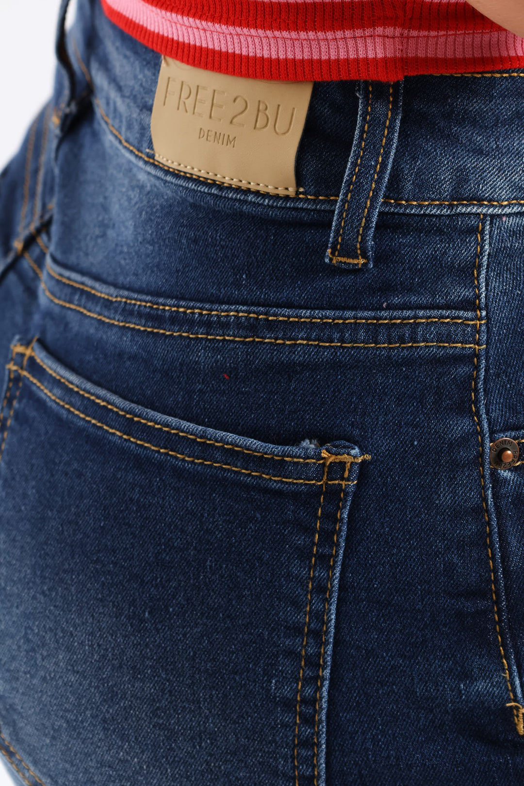 Roll Hem Stretch Cheeky Short - Mid Blue