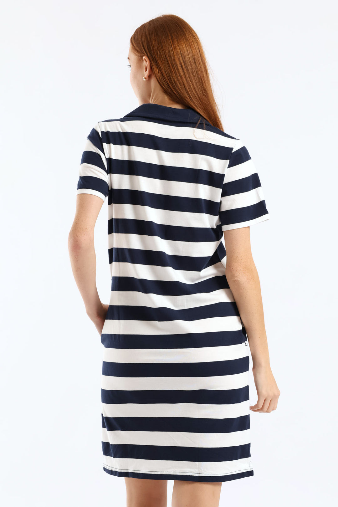Johnny Collar T-Shirt Mini Dress - Navy/White