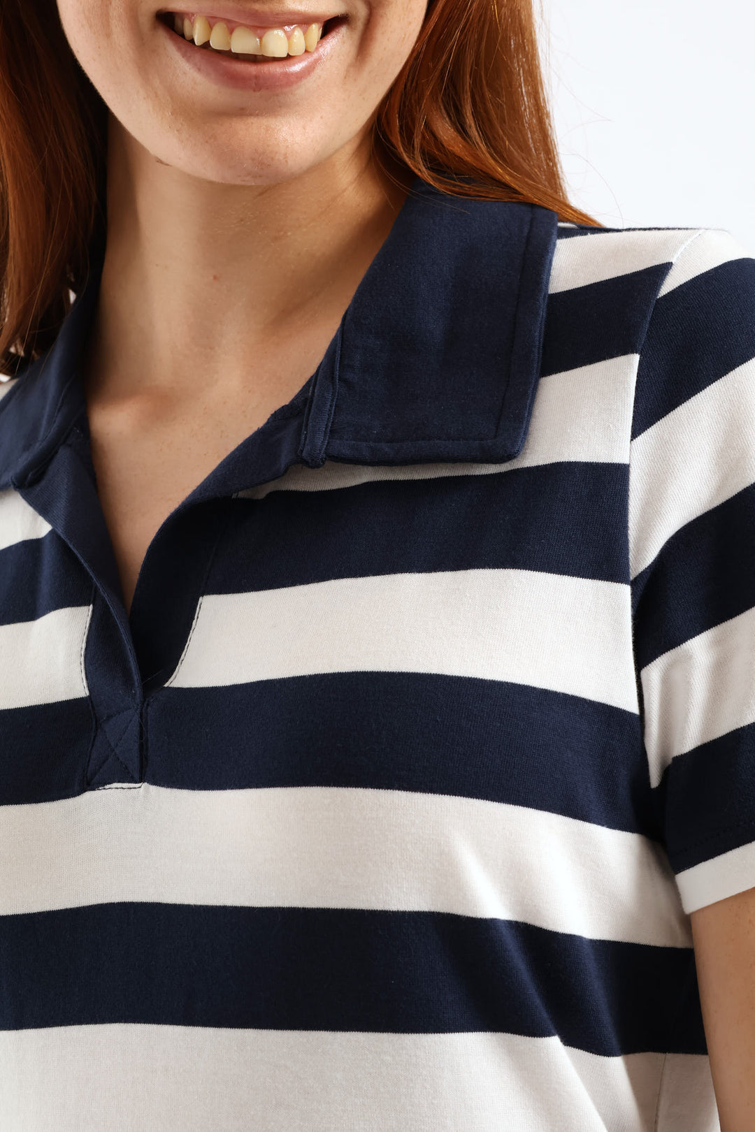 Johnny Collar T-Shirt Mini Dress - Navy/White