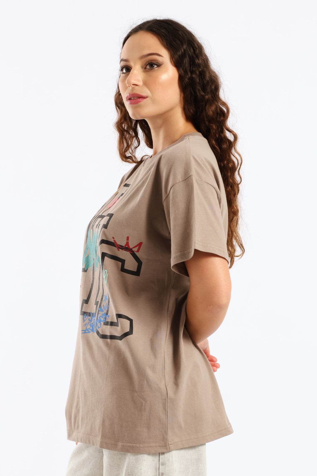 Oversized Graffiti Tee - Mocha