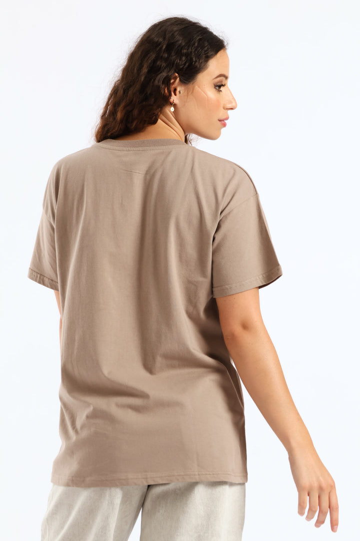 Oversized Graffiti Tee - Mocha