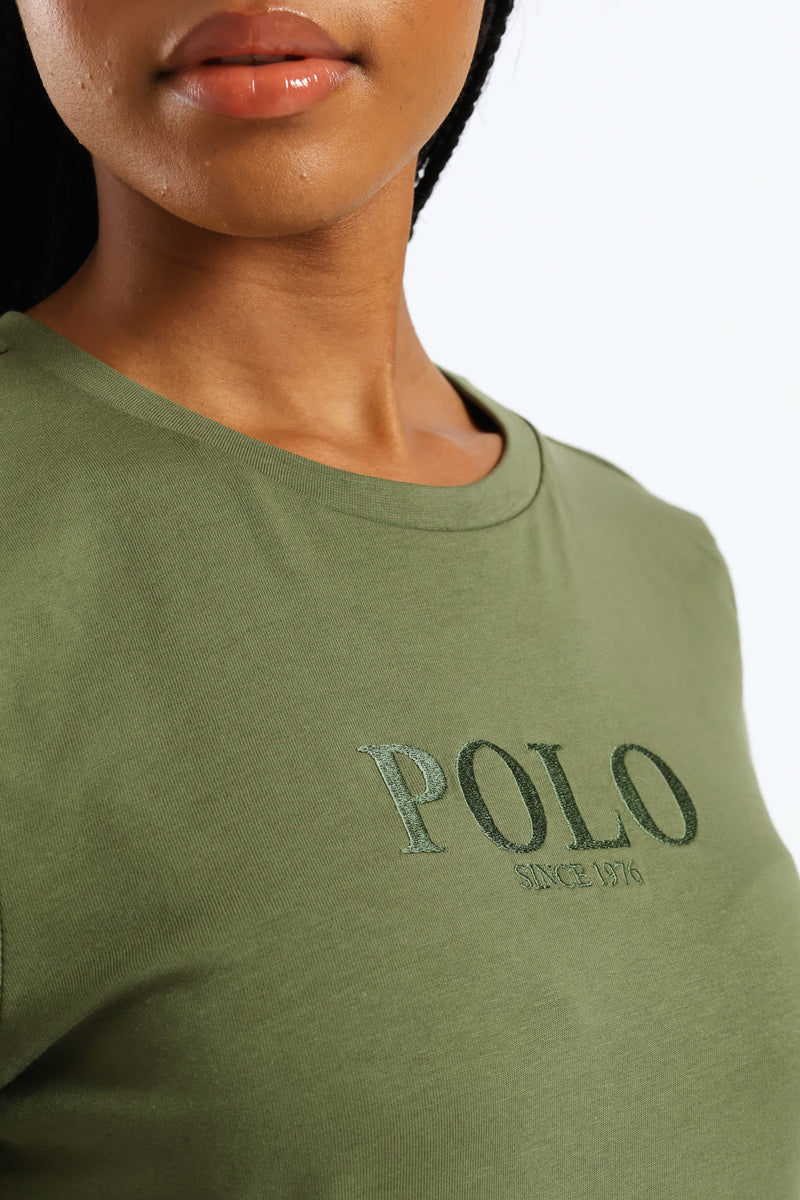 Nandi Short Sleeve Midi T-Shirt Dress - Olive