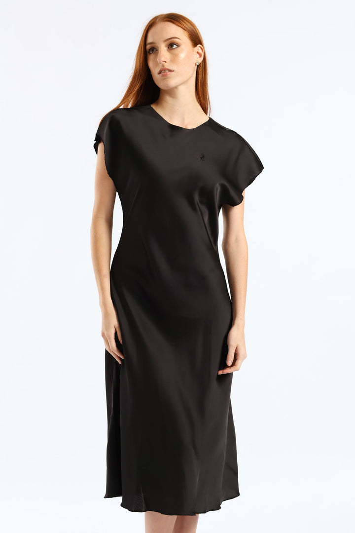 Isabella Bias Cut Dress - Black