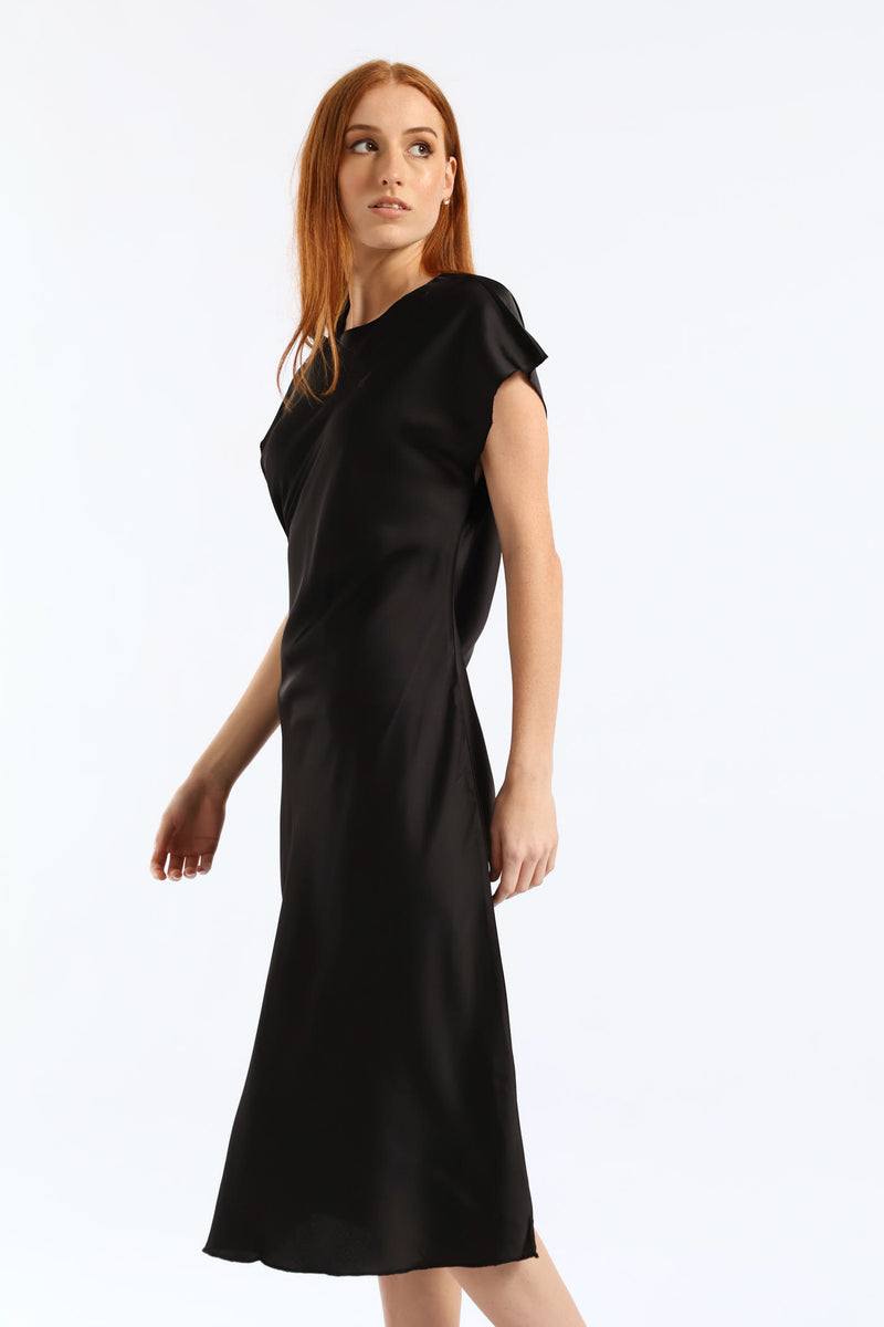 Isabella Bias Cut Dress - Black
