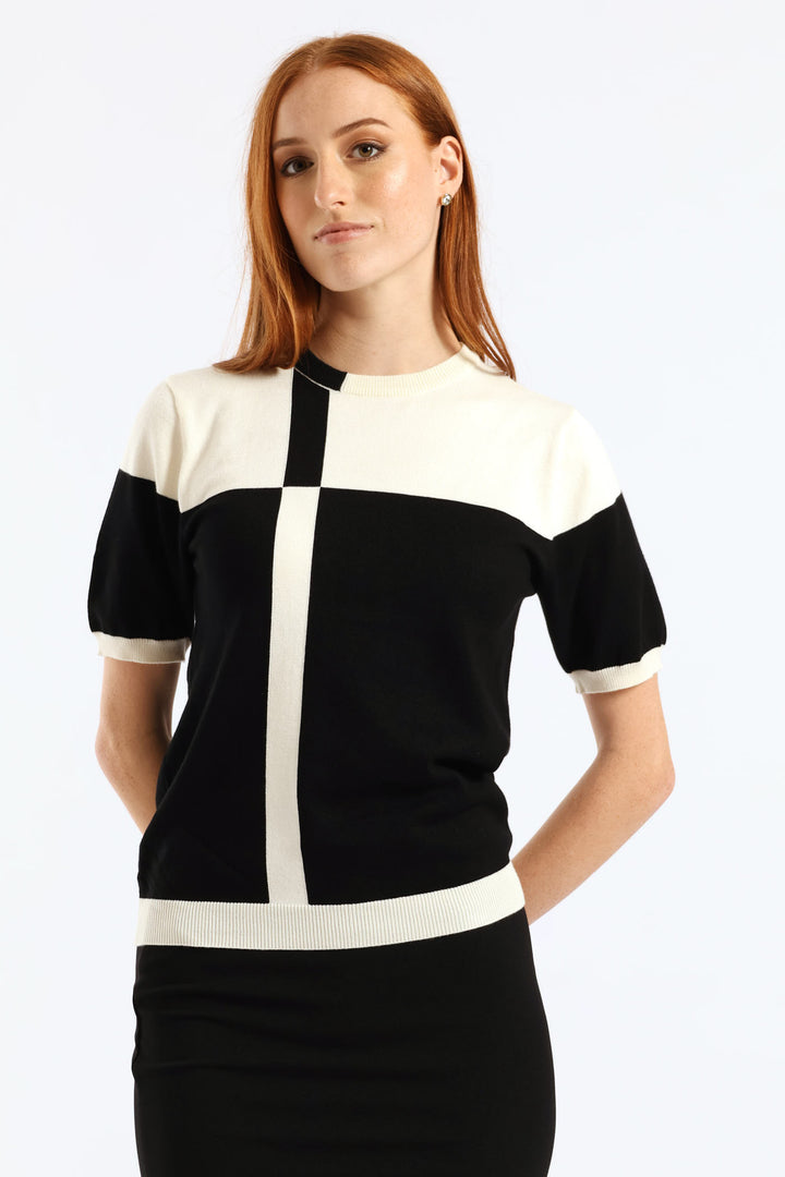 Monochrome Pullover - Black/Cream