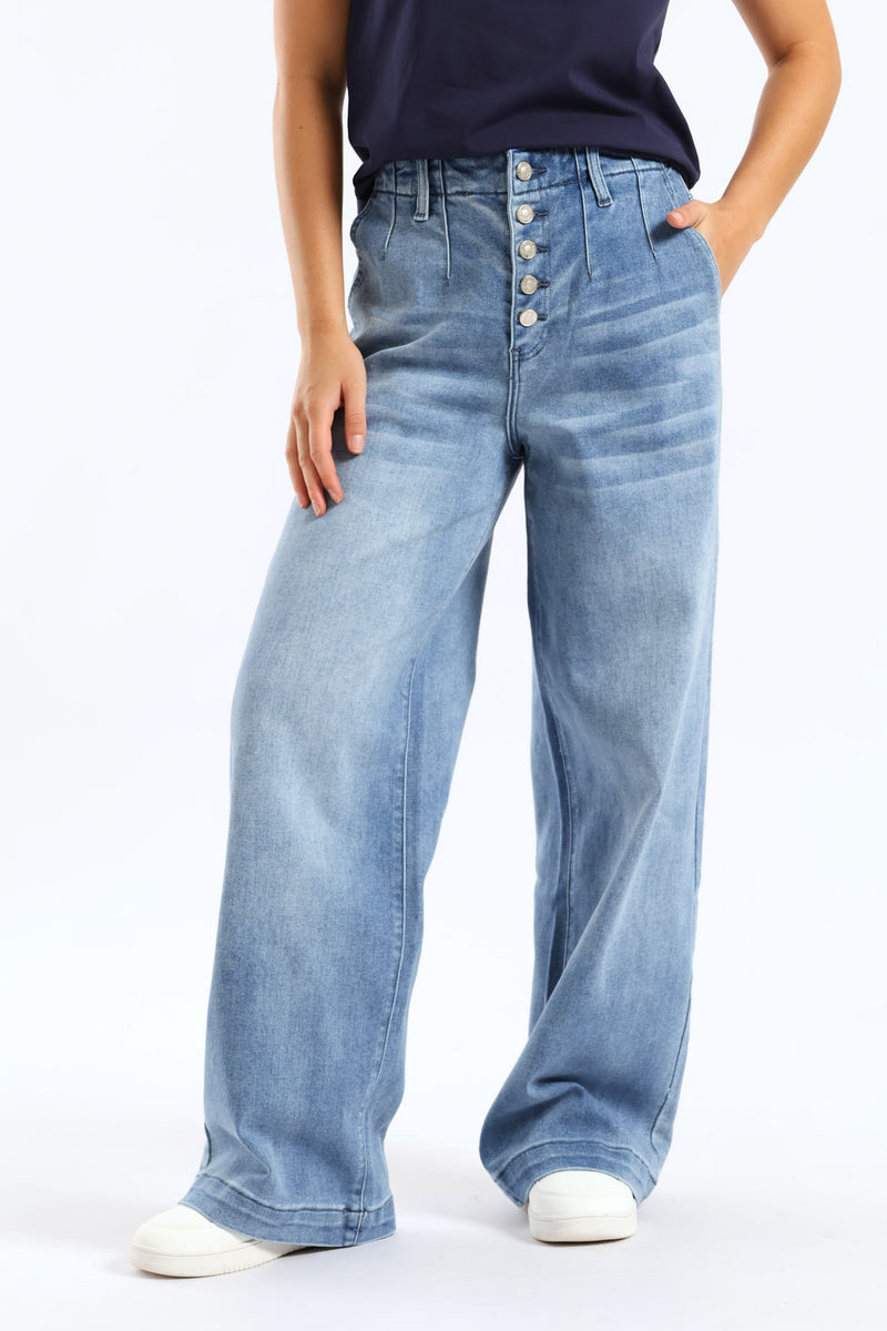 Wide Fit Ankle Grazer Denim - Mid Wash