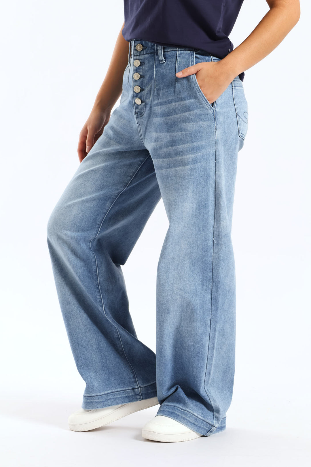 Wide Fit Ankle Grazer Denim - Mid Wash