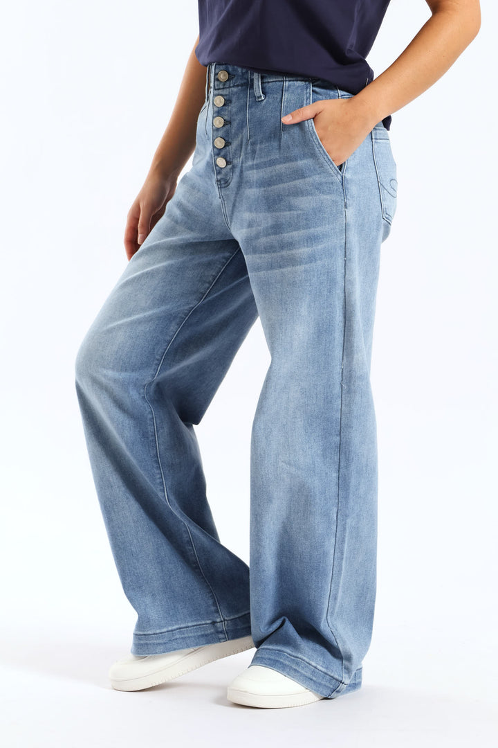 Wide Fit Ankle Grazer Denim - Mid Wash