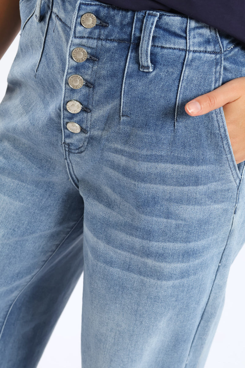 Wide Fit Ankle Grazer Denim - Mid Wash