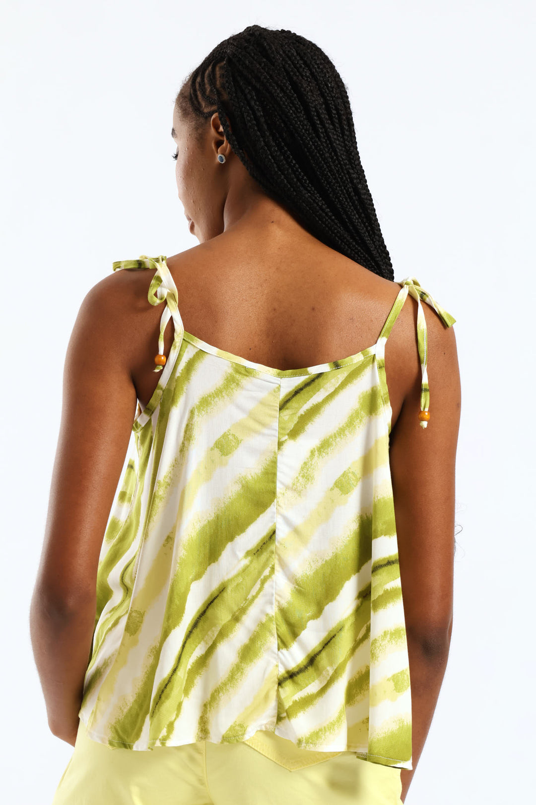 Beaded Shoulder Ties Swing Cami - Chartreuse