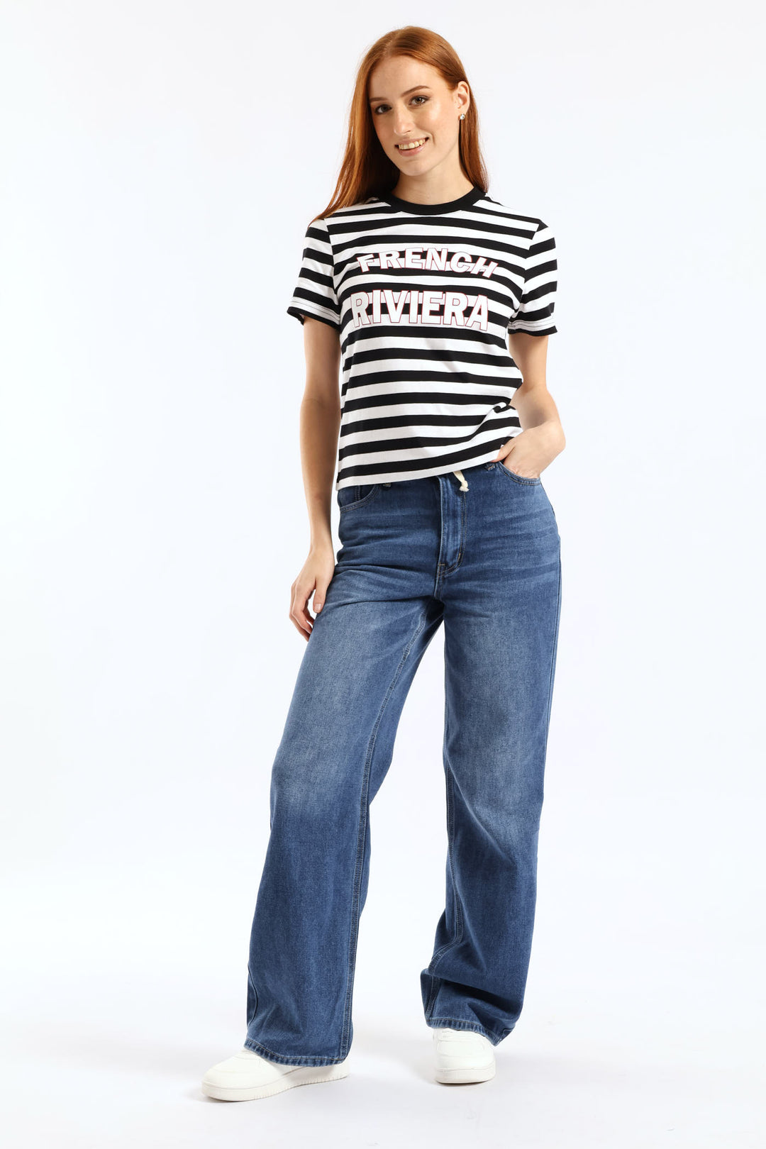 Stripe French Riviera Boxy Tee - Black/White