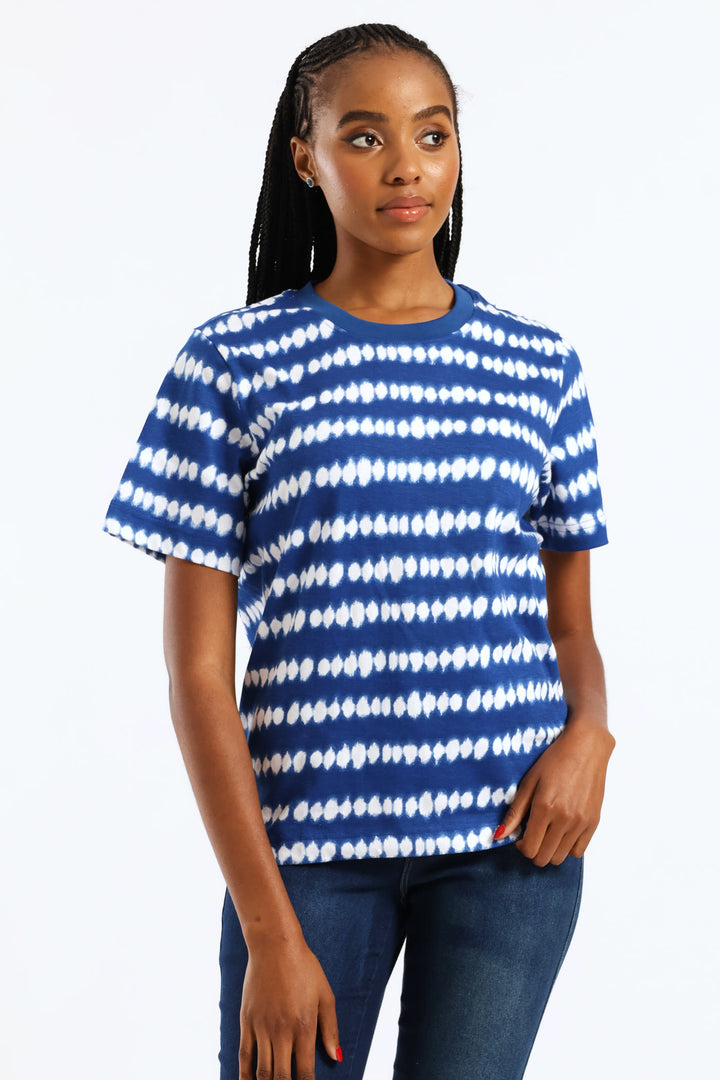 Tie Dye Print Boxy Tee - Cobalt