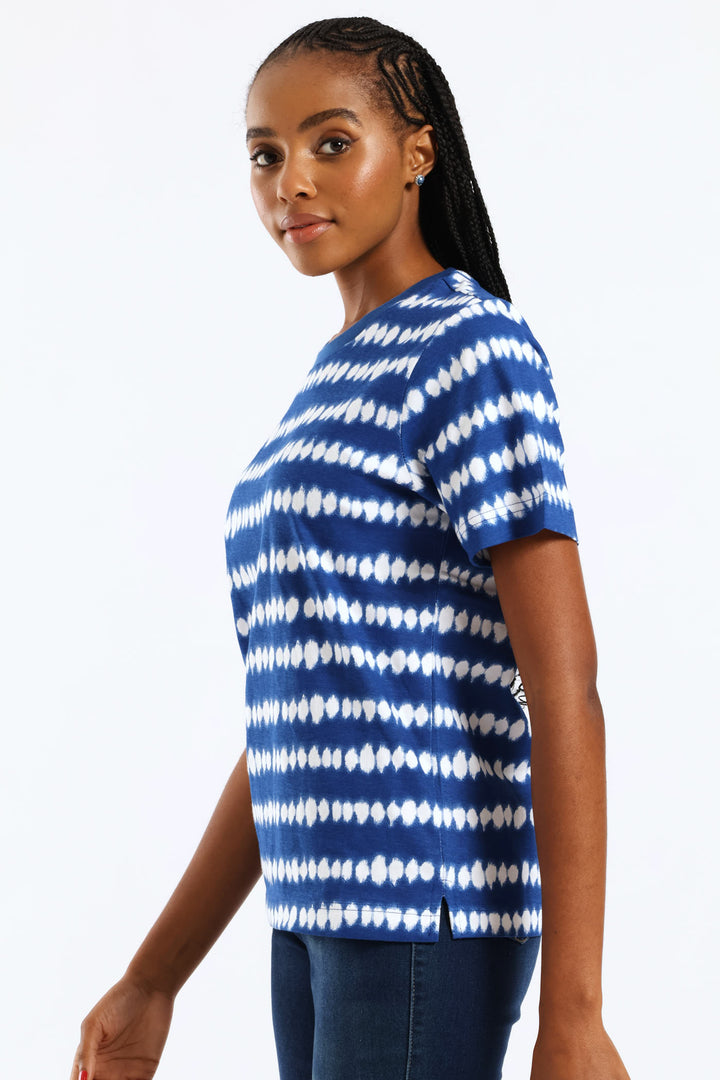 Tie Dye Print Boxy Tee - Cobalt