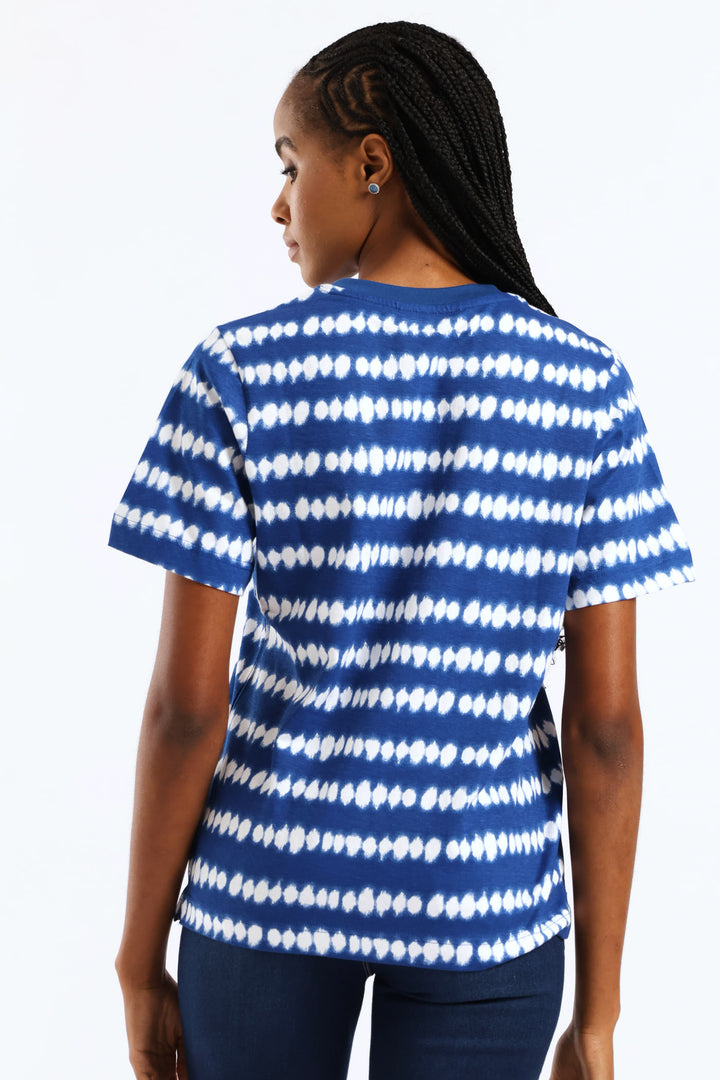 Tie Dye Print Boxy Tee - Cobalt