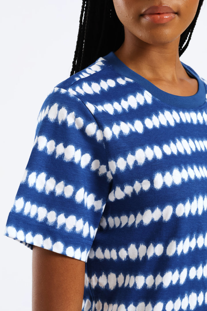 Tie Dye Print Boxy Tee - Cobalt