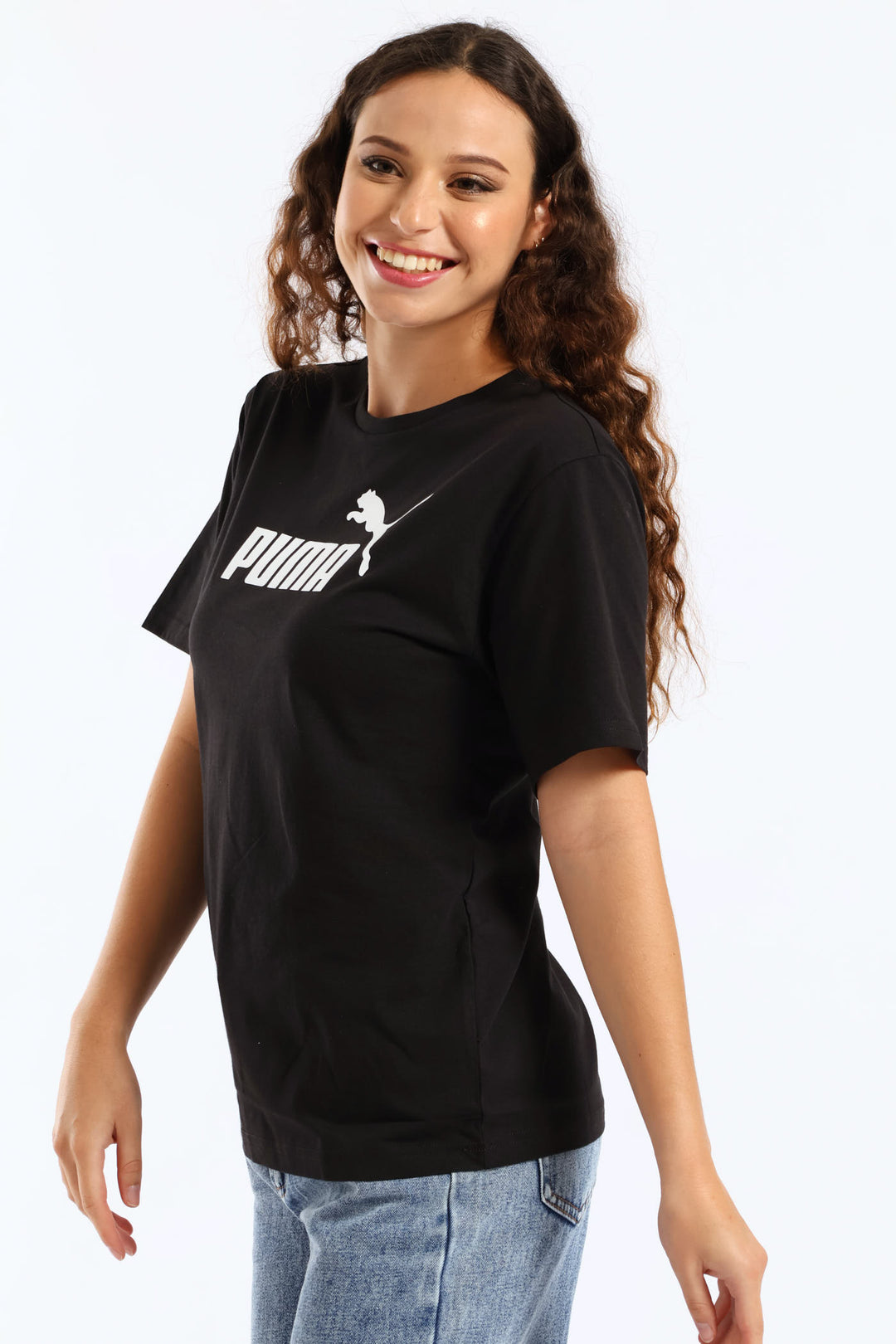 Essential Cropped No. 1 Logo Relaxed Boxy Tee - Black