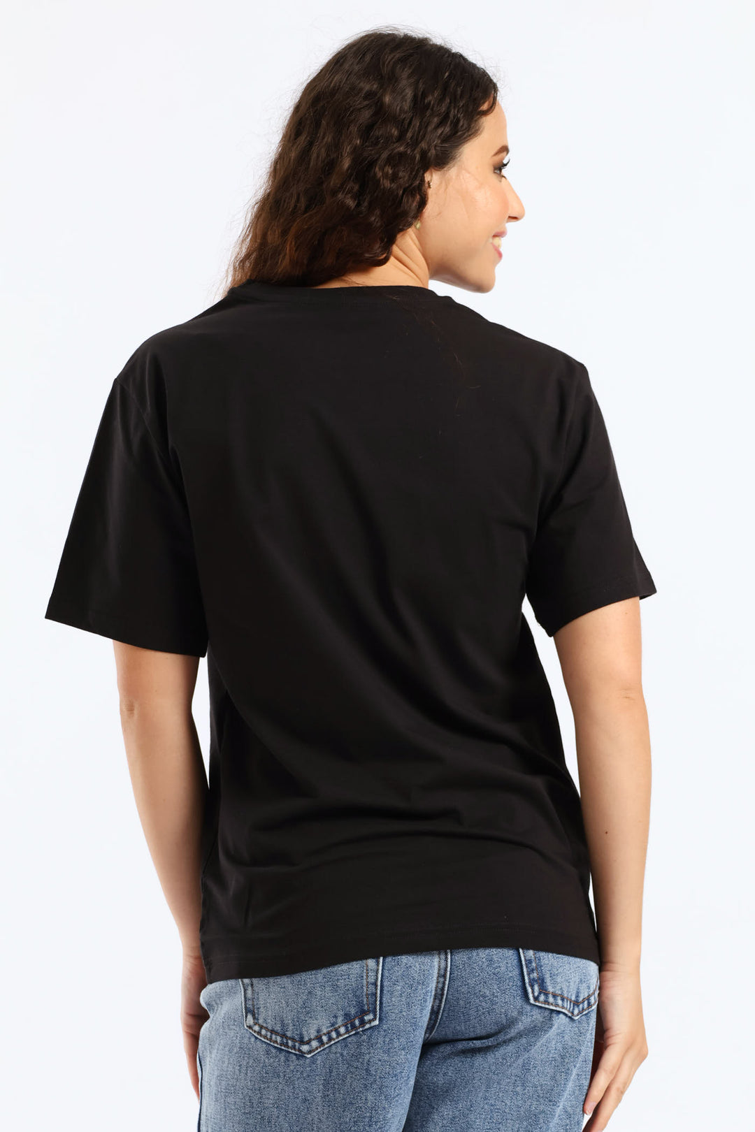 Essential Cropped No. 1 Logo Relaxed Boxy Tee - Black