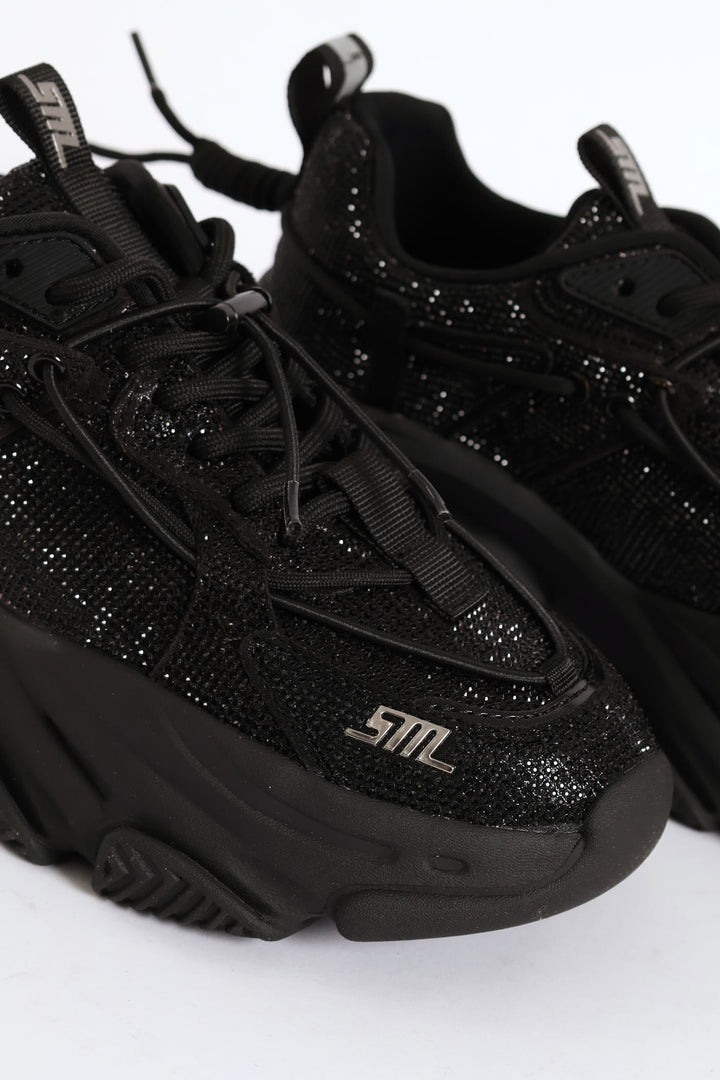 Vault Sequin Chunky Sneaker - Black