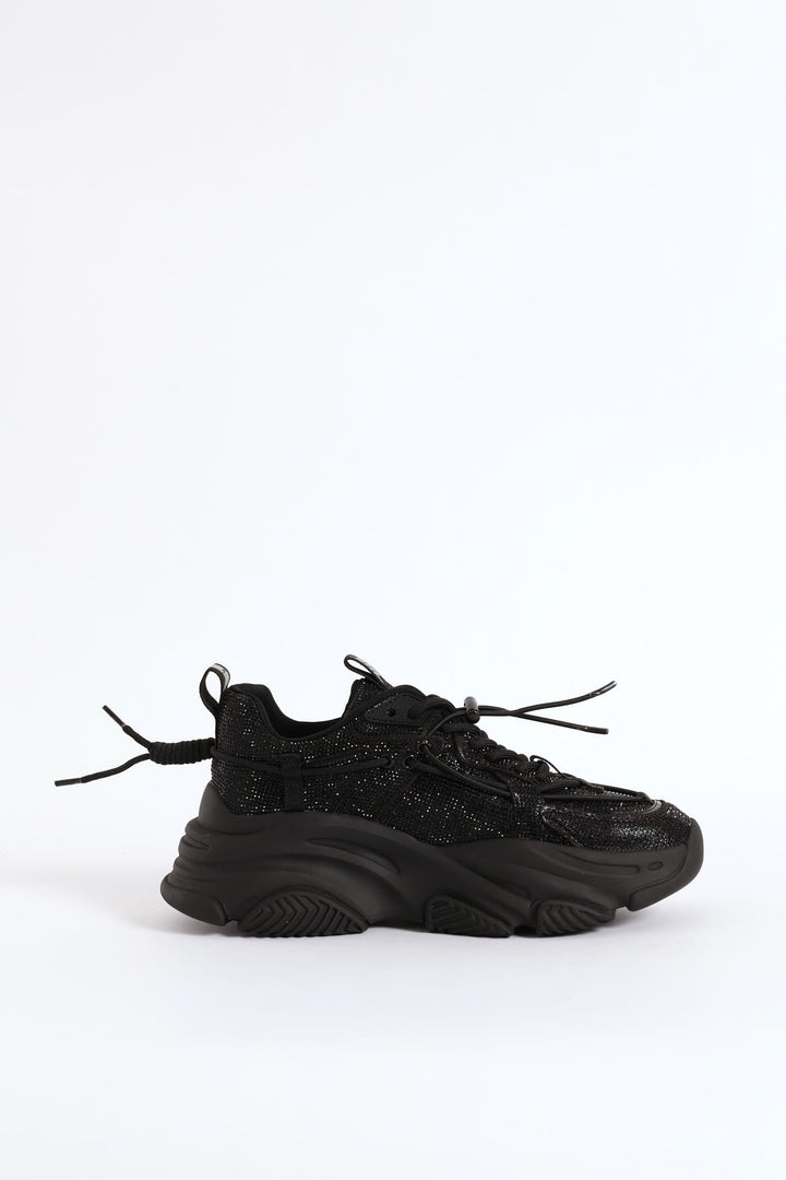 Vault Sequin Chunky Sneaker - Black