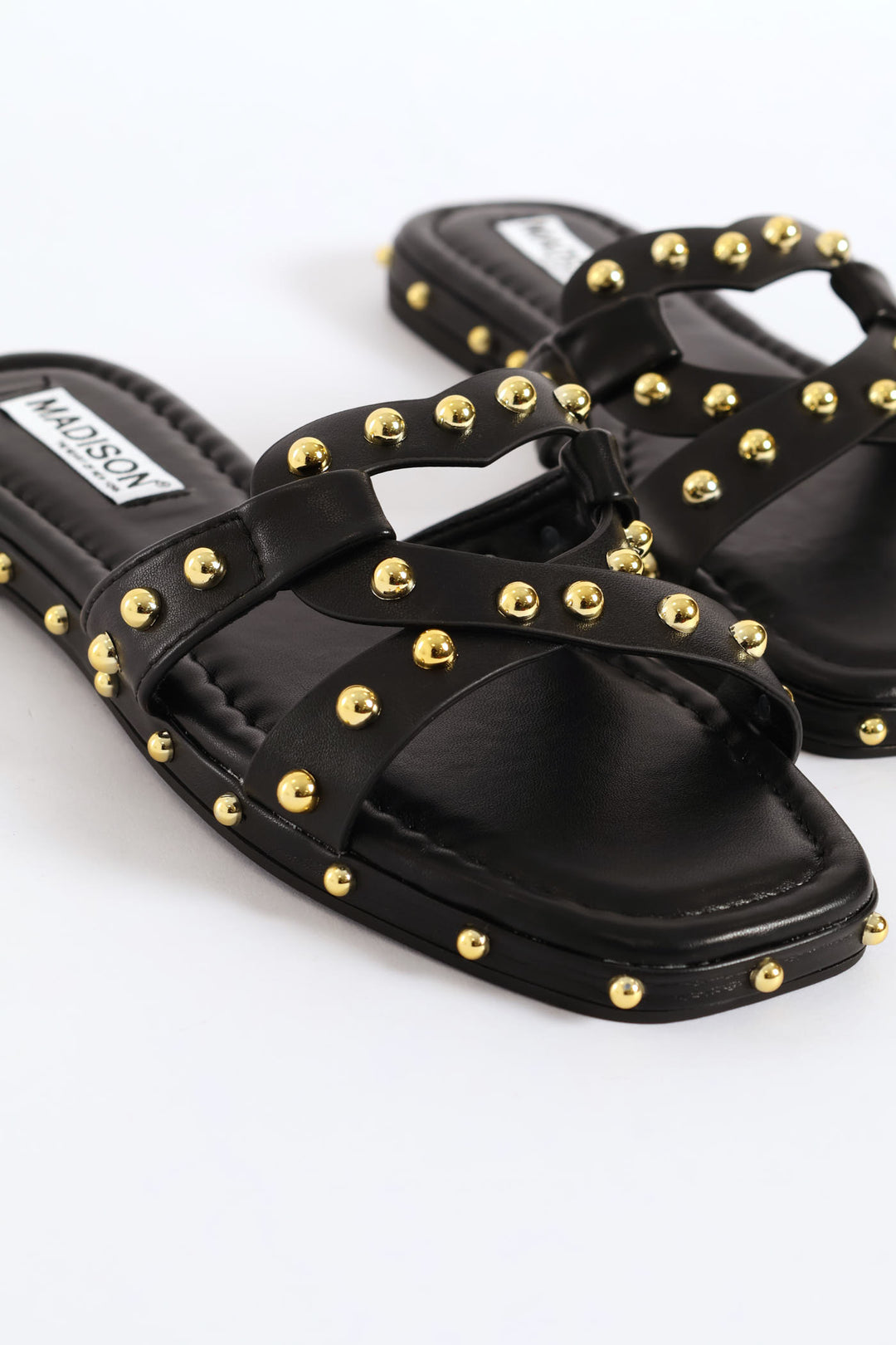 Studded Cross Strap Espadrille - Black