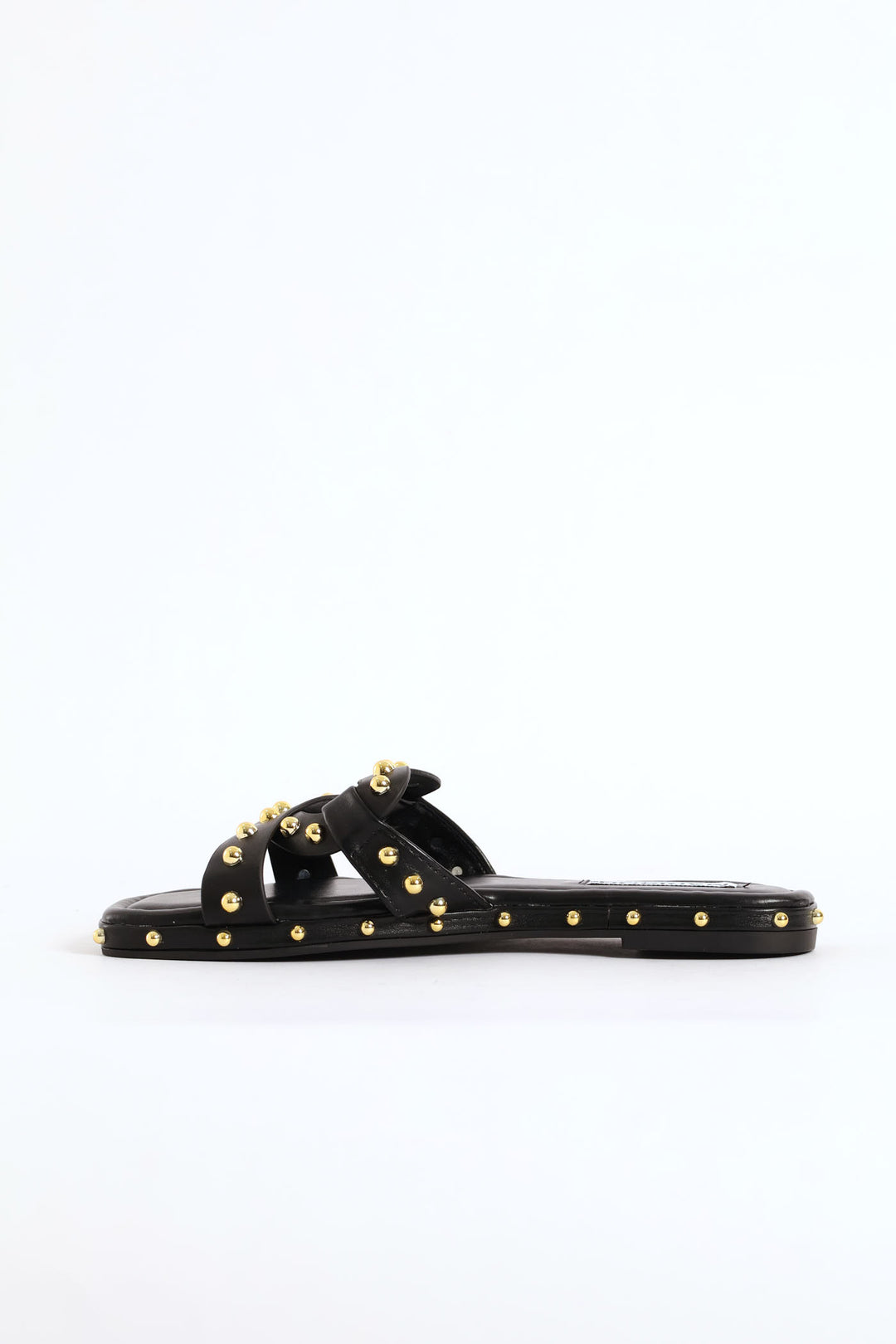 Studded Cross Strap Espadrille - Black