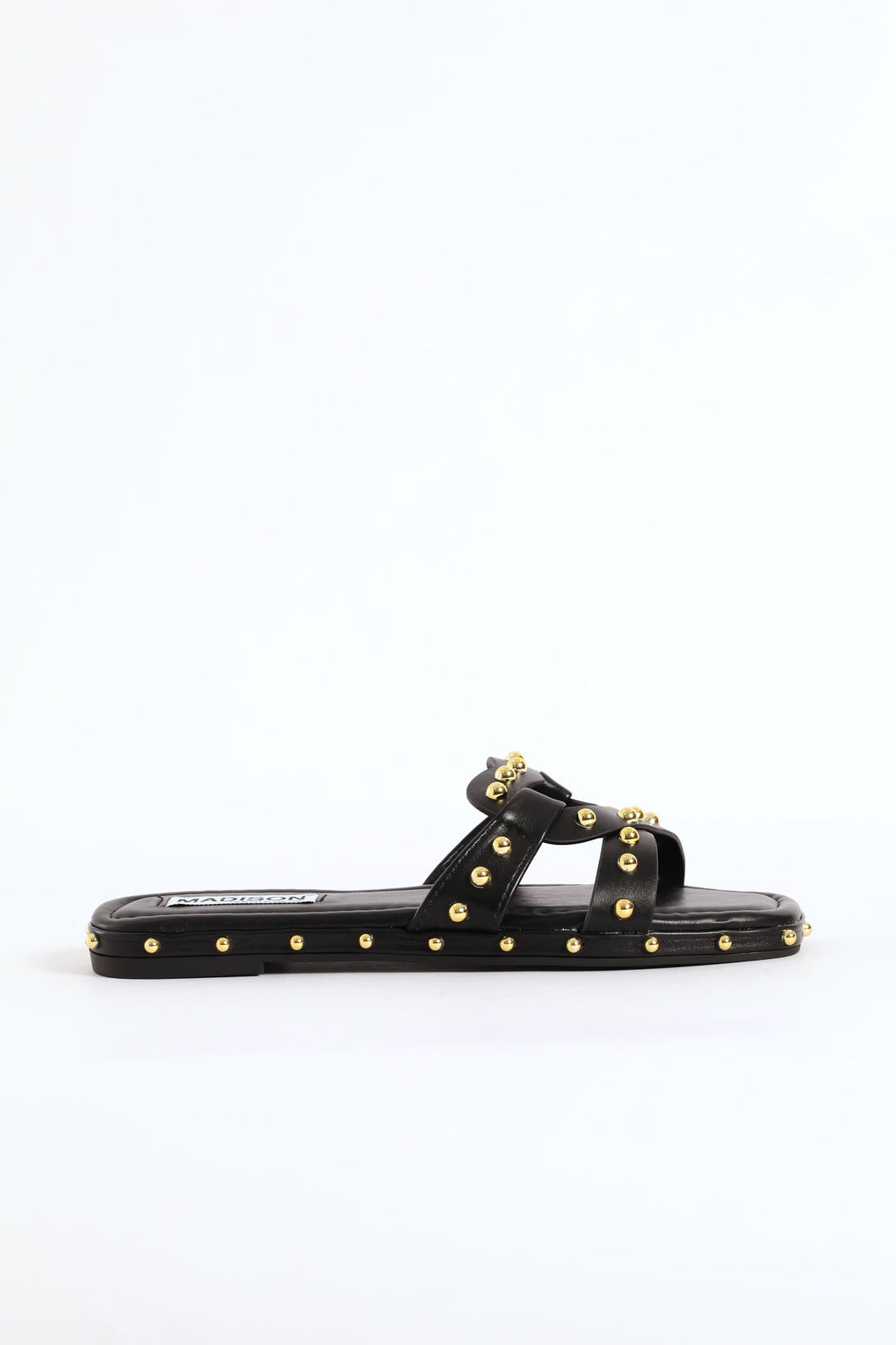 Studded Cross Strap Espadrille - Black