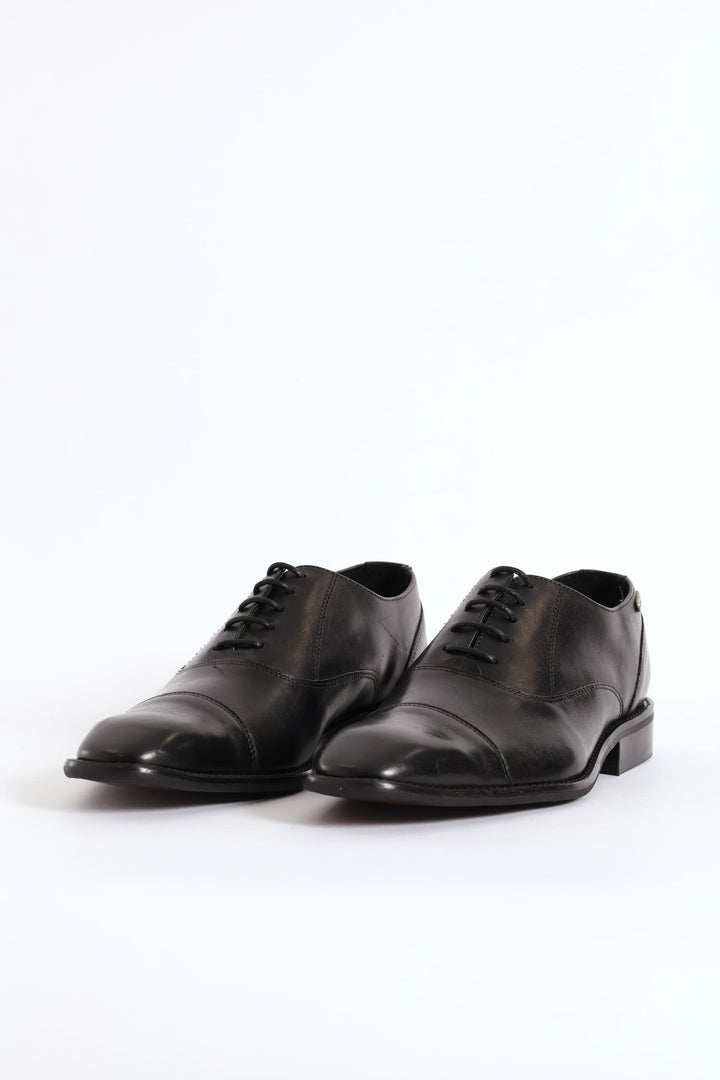 Oxford Lace Up Smart Shoe With Toe Cap - Black