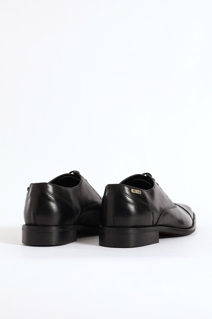 Oxford Lace Up Smart Shoe With Toe Cap - Black