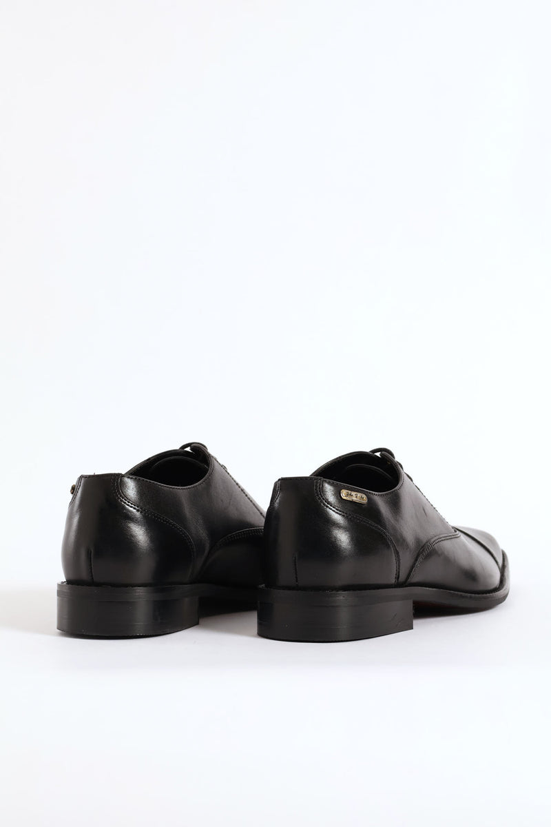 Oxford Lace Up Smart Shoe With Toe Cap - Black