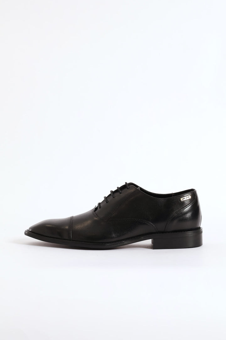 Oxford Lace Up Smart Shoe With Toe Cap - Black