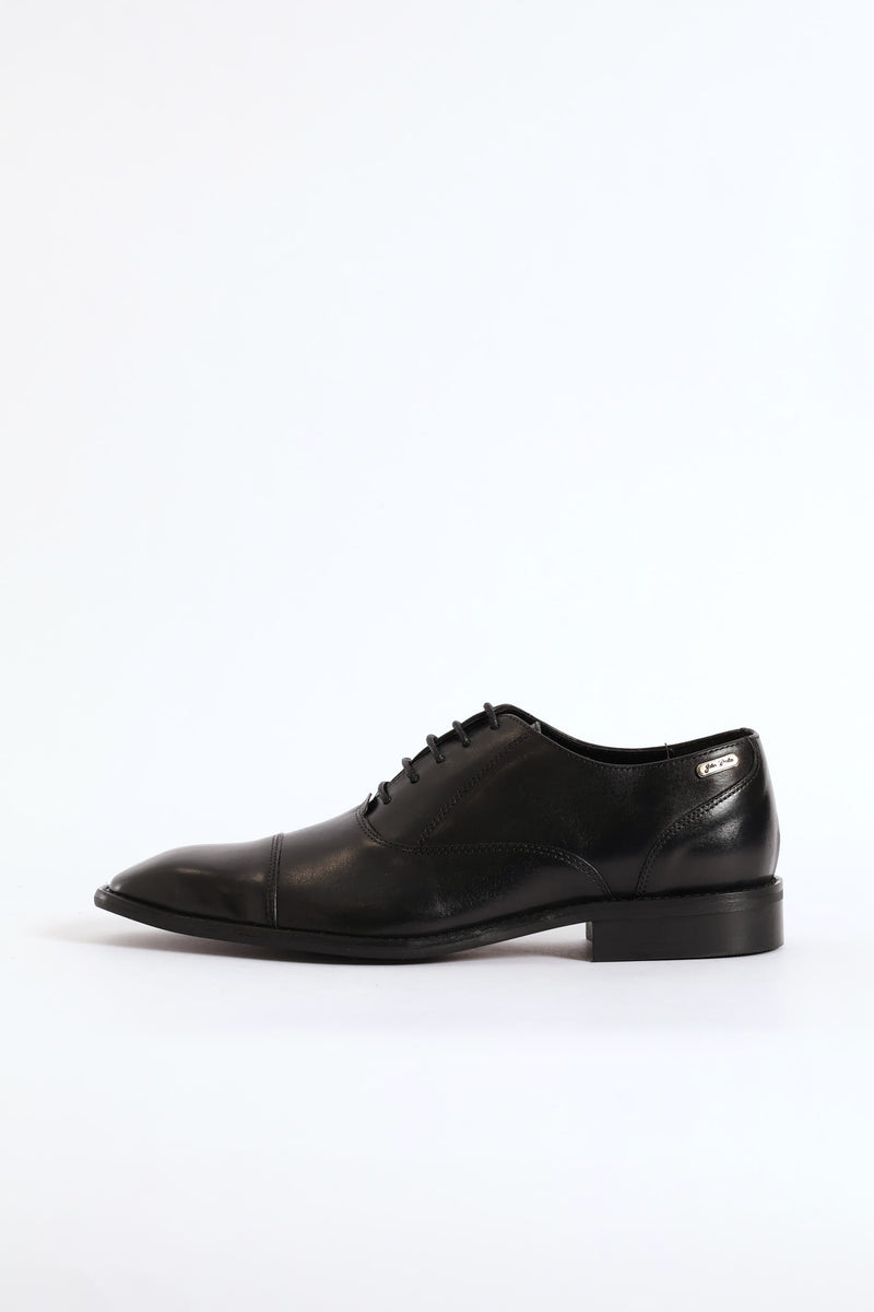Oxford Lace Up Smart Shoe With Toe Cap - Black