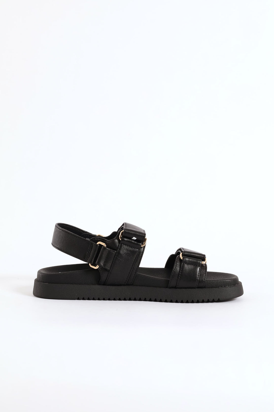 Mona Backstrap Buckle Leather Sandal - Black