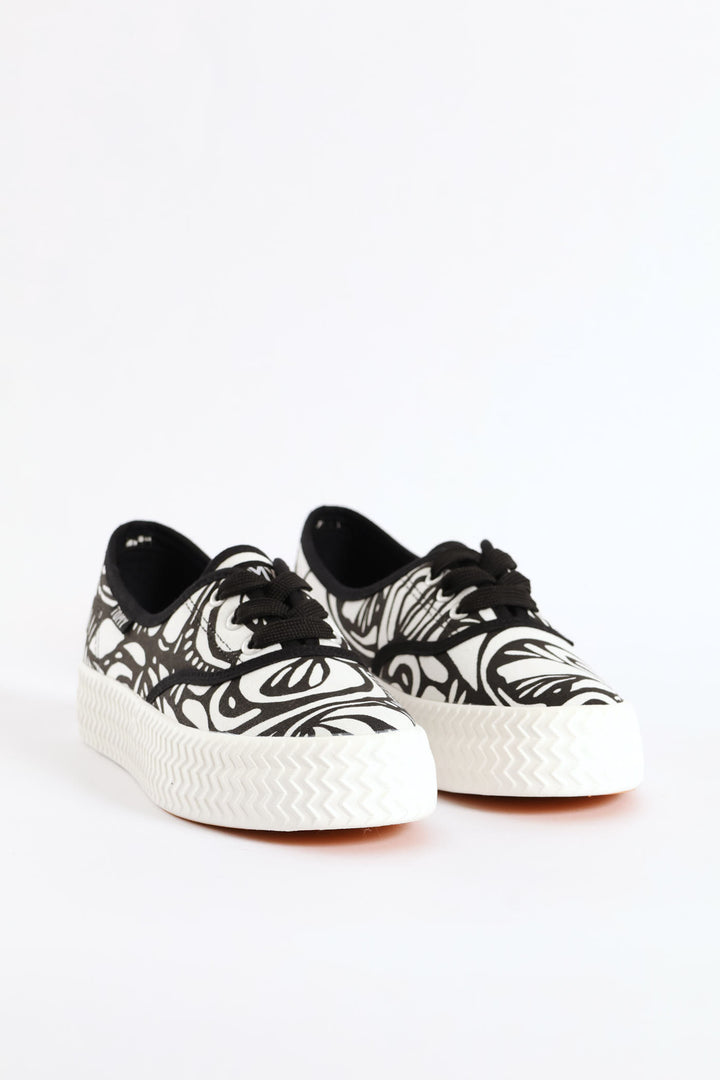 Cresida Canvas Sneaker - Black/White