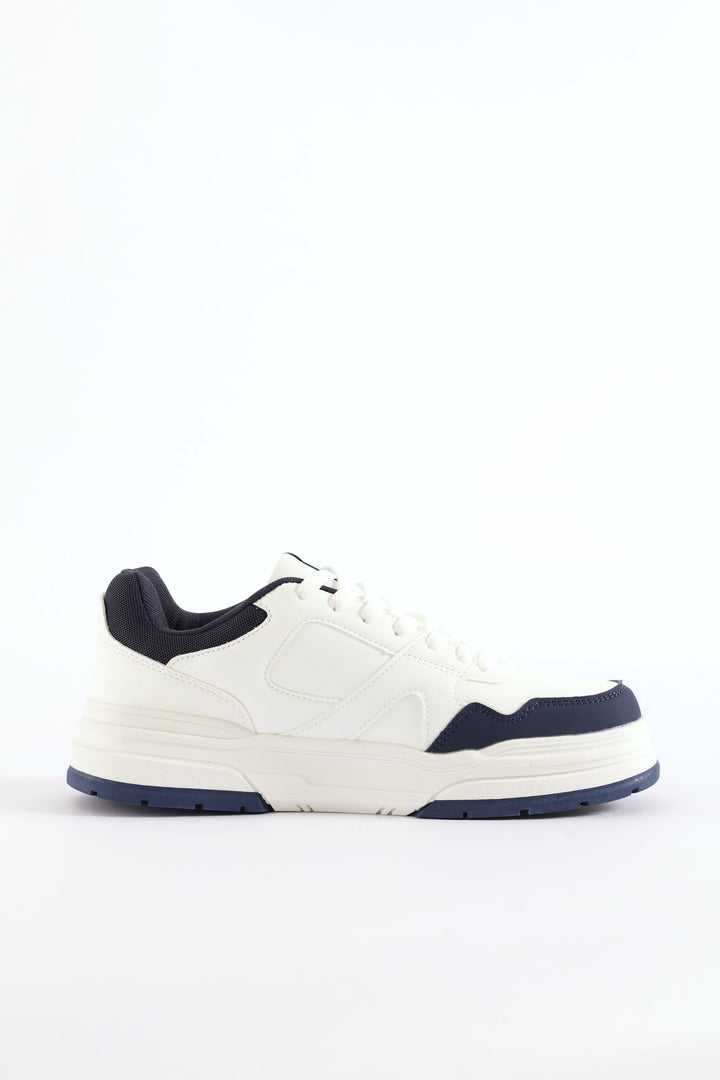 Chunky Lace Up Sneaker - White/Navy