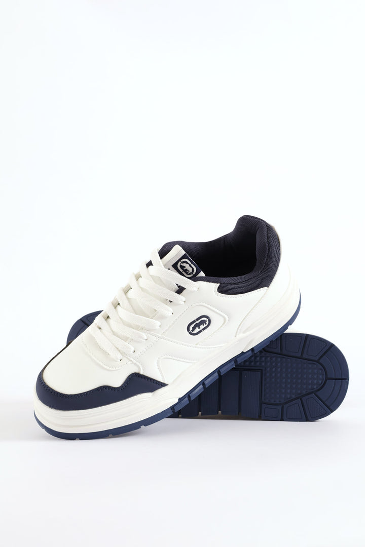 Chunky Lace Up Sneaker - White/Navy