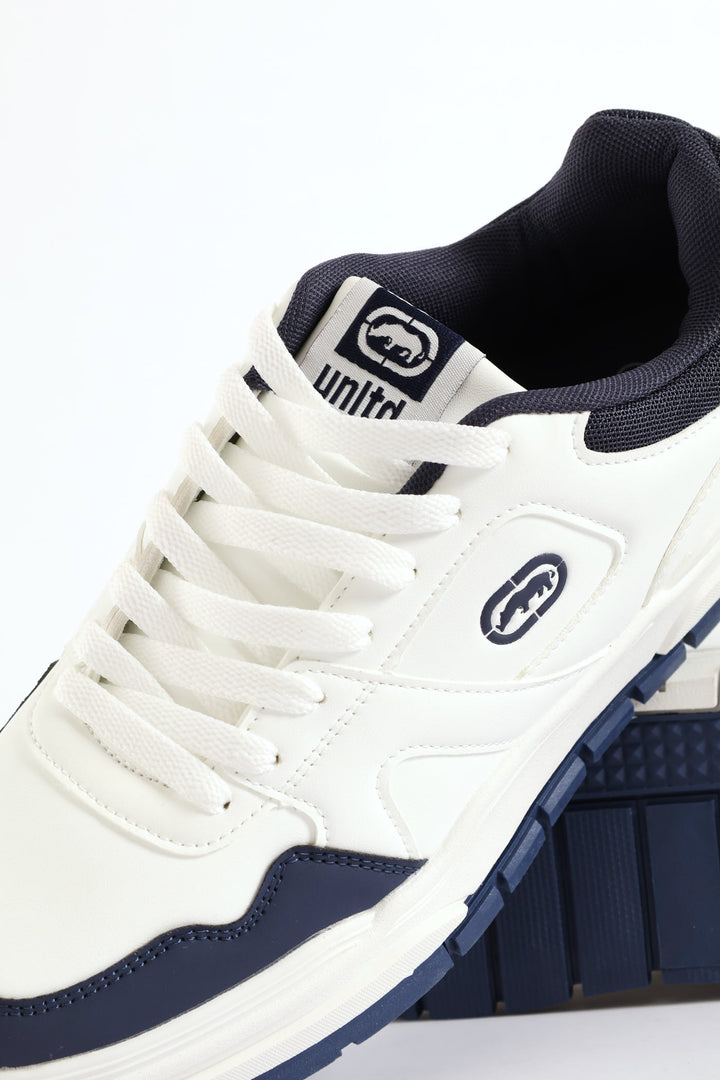 Chunky Lace Up Sneaker - White/Navy