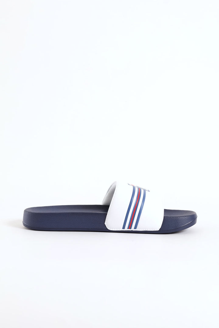 Seven Stripe Slide - White/Navy